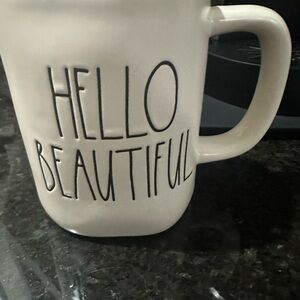 Cream Mug with Black Text, includes 2 mugs